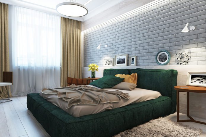 soveværelse i et designprojekt af en 3-værelses lejlighed