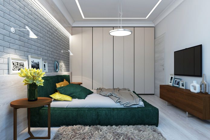 sypialnia w nowoczesnym pięknym mieszkaniu