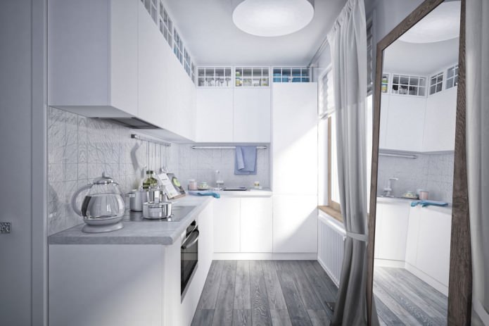 virtuvė projektuojant studijos tipo apartamentus 34 kv. m.