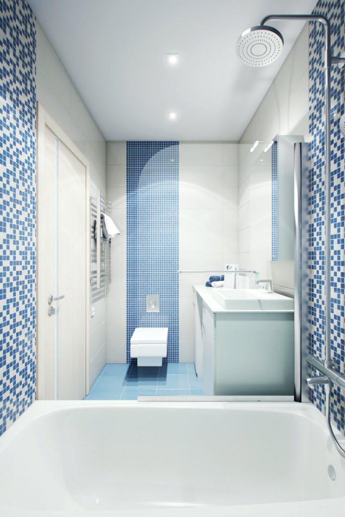 phòng tắm trong thiết kế của một căn hộ hai phòng trong một ngôi nhà bảng