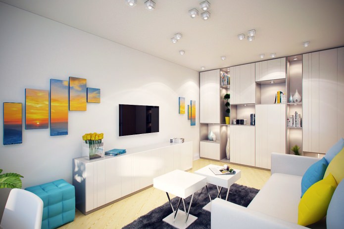 obývacia izba v interiéri bytu o rozlohe 46 m². m.