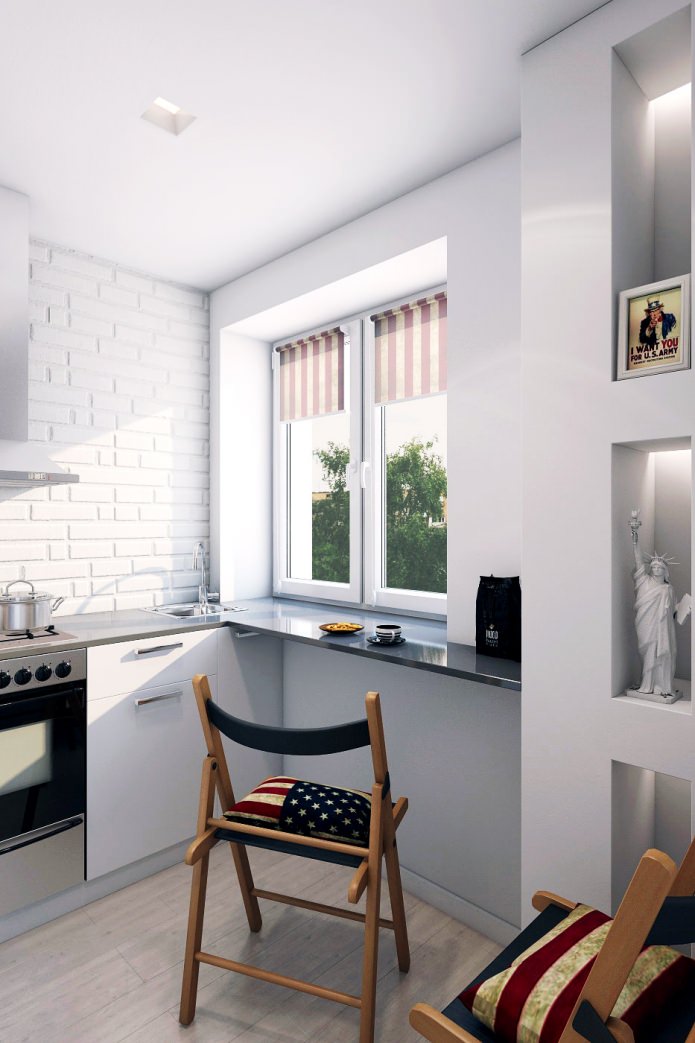køkken i designet af en to-værelses lejlighed i et panelhus