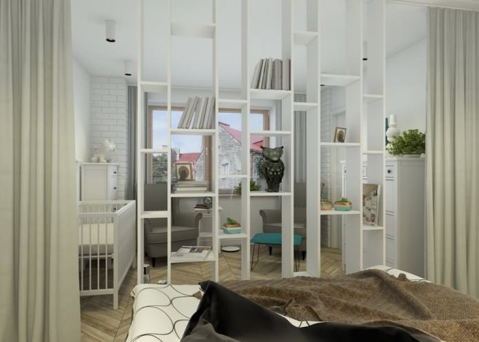 спалня с детска стая в дизайна на апартамент от 65 кв. м.