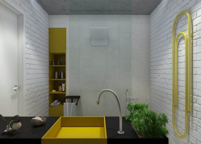 badkamer in het interieur van een 2-kamer appartement 65 m². m.