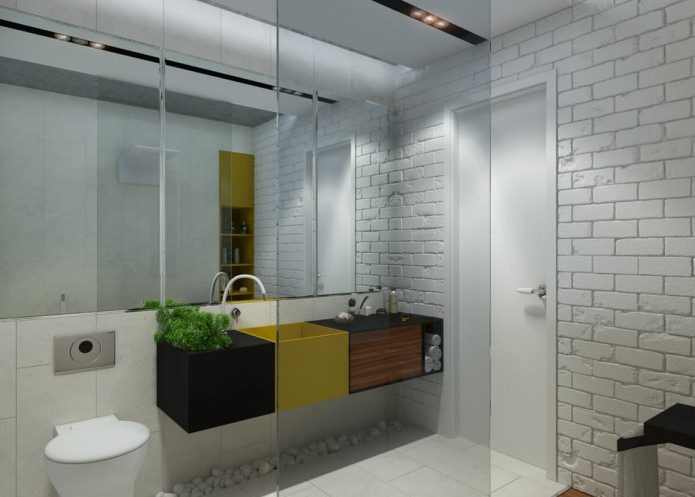 badkamer in het interieur van een 2-kamer appartement 65 m². m.