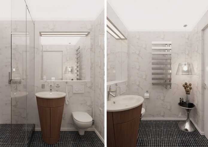 kúpeľňa v interiéri bytu o rozlohe 54 m². m.