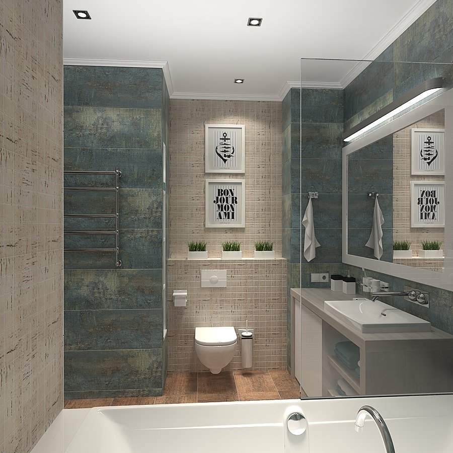 снимка на проекта на 2-стаен апартамент: баня