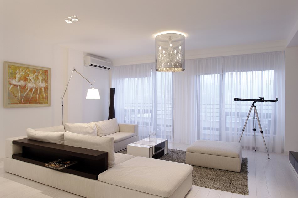 Modern appartement interieur in de stijl van minimalisme