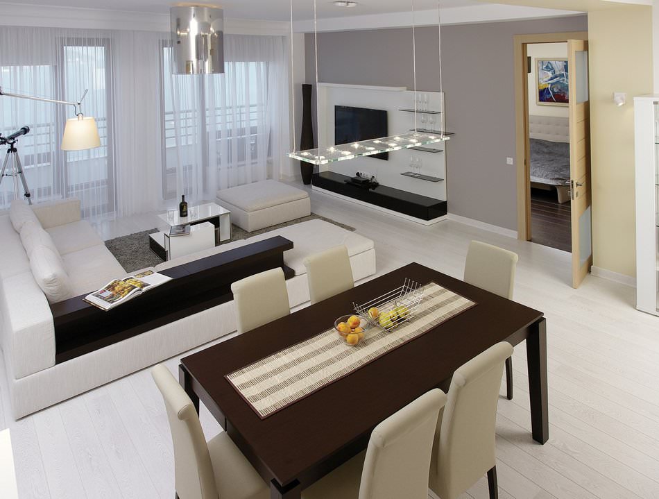 Reka bentuk dalaman pangsapuri moden dengan gaya minimalis