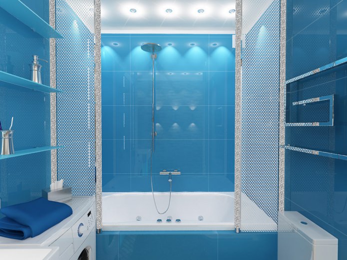 mavi tonlarda banyo