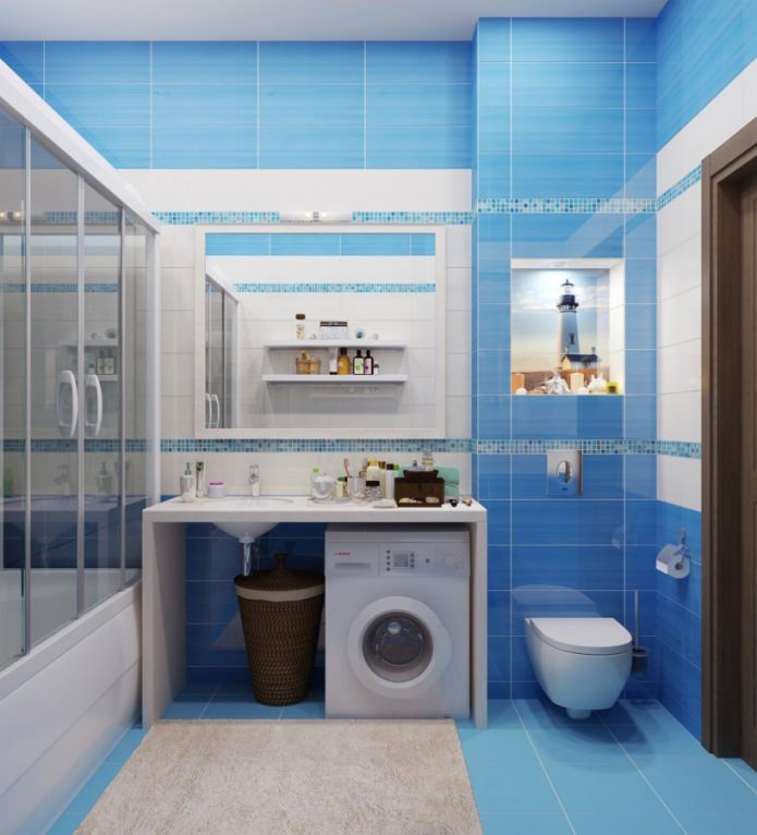 Badkamer in blauwe tinten