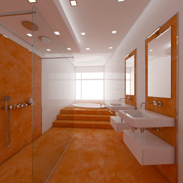 oranžový design koupelny