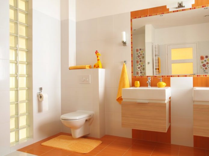 thiết kế phòng tắm màu cam