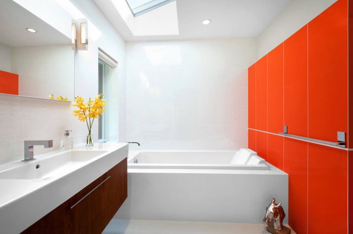 łazienka w kolorze pomarańczowym