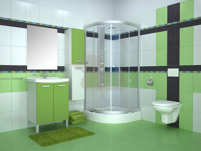 thiết kế phòng tắm xanh