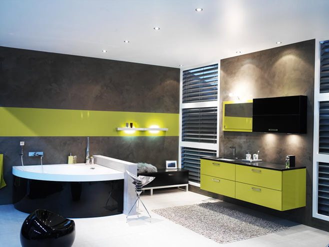zelený design koupelny