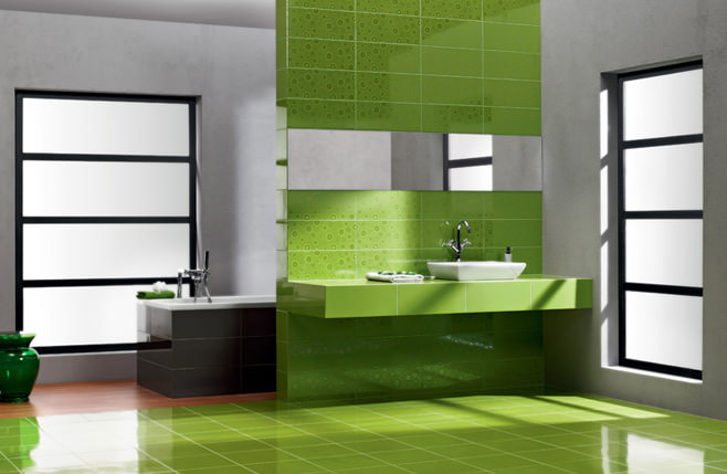 žalias vonios dizainas
