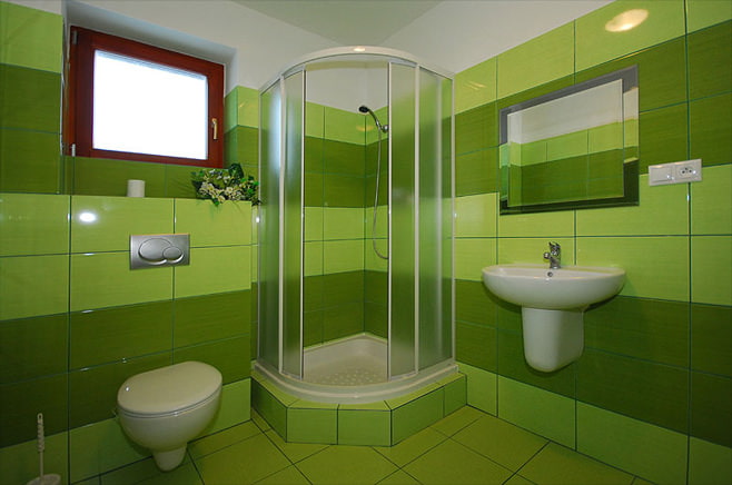 Yeşil bir banyo fotoğrafı