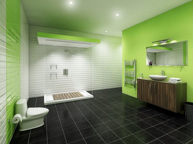 Yeşil bir banyo fotoğrafı