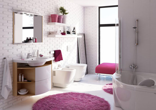 ảnh phòng tắm màu hồng