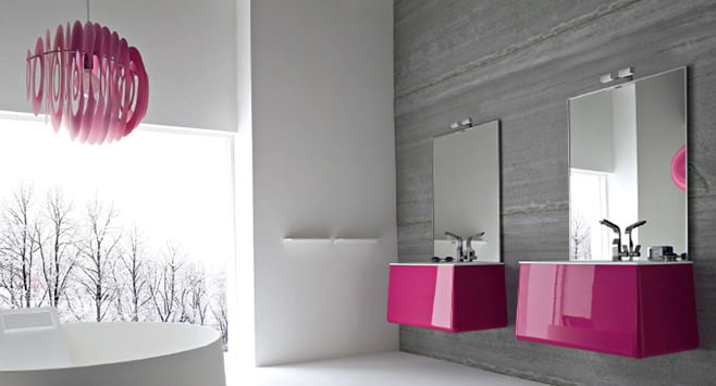 vaaleanpunainen kylpyhuone valokuva