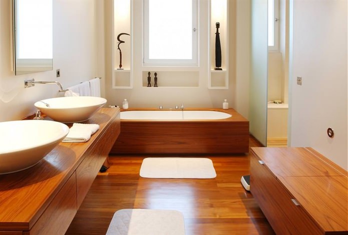 חדר אמבטיה בגוונים חומים