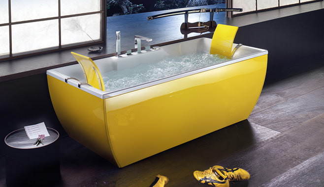 gele badkamer