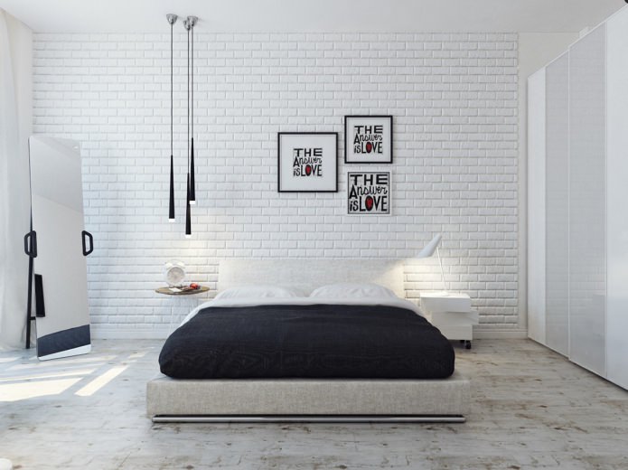 hvid mursten i soveværelset