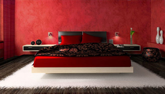 Foto van de rode slaapkamer