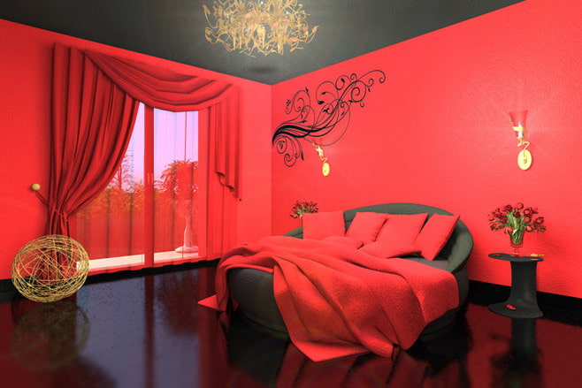 חדר שינה בצבע אדום