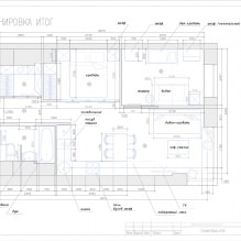 Et glimrende eksempel på, hvordan man organiserer køkken-stue, soveværelse, børneværelse og påklædningsværelse på 44 meter-2