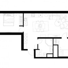 Trijų kambarių buto, kurio plotas 66 kv., Projektavimo projektas. m-2
