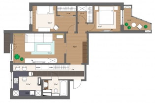 تصميم حديث لشقة من 3 غرف في منزل من سلسلة P-3