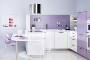 Reka bentuk dapur dalam nada ungu: ciri, foto