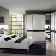 Hjørne garderobe i soveværelset: typer, indhold, størrelser, design-10