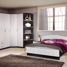 Γωνιακή ντουλάπα στο υπνοδωμάτιο: τύποι, περιεχόμενο, μεγέθη, σχέδιο-11