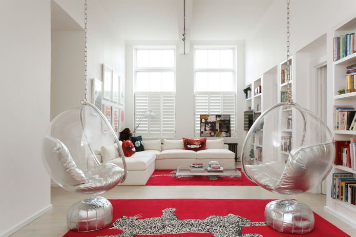 Huśtawka w mieszkaniu: rodzaje, wybór miejsca instalacji, najlepsze zdjęcia i pomysły na wnętrze