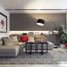 Oturma odasının iç kısmındaki modern köşe kanepeler-8