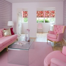 Reka bentuk ruang tamu dengan warna merah jambu: 50 contoh foto-5