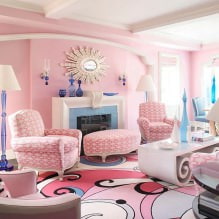 Σχεδιασμός καθιστικού σε ροζ χρώμα: 50 παραδείγματα φωτογραφιών-7