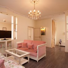Dzīvojamās istabas dizains rozā krāsā: 50 fotoattēlu piemēri-11