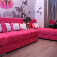 Σχεδιασμός καθιστικού σε ροζ χρώμα: 50 παραδείγματα φωτογραφιών-13