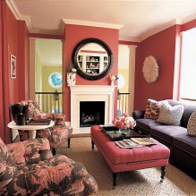 Σχεδιασμός καθιστικού σε ροζ χρώμα: 50 παραδείγματα φωτογραφιών-18
