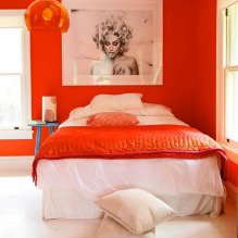 Turuncu tonlarda yatak odası tasarımı: tasarım özellikleri, kombinasyonlar, fotoğraf-2