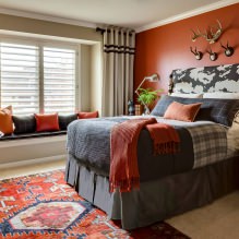 Design ložnice v oranžových tónech: designové prvky, kombinace, foto-13