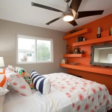 Reka bentuk bilik tidur dalam warna oren: ciri reka bentuk, kombinasi, foto-14