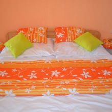 Turuncu tonlarda yatak odası tasarımı: tasarım özellikleri, kombinasyonlar, fotoğraf-16