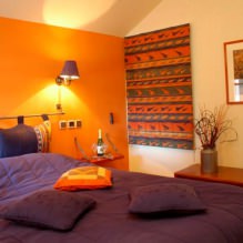 Turuncu tonlarda yatak odası tasarımı: tasarım özellikleri, kombinasyonlar, fotoğraf-7