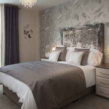 Design della camera da letto con carta da parati grigia: 70 migliori foto all'interno-2