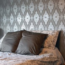 Design della camera da letto con carta da parati grigia: 70 migliori foto all'interno-8